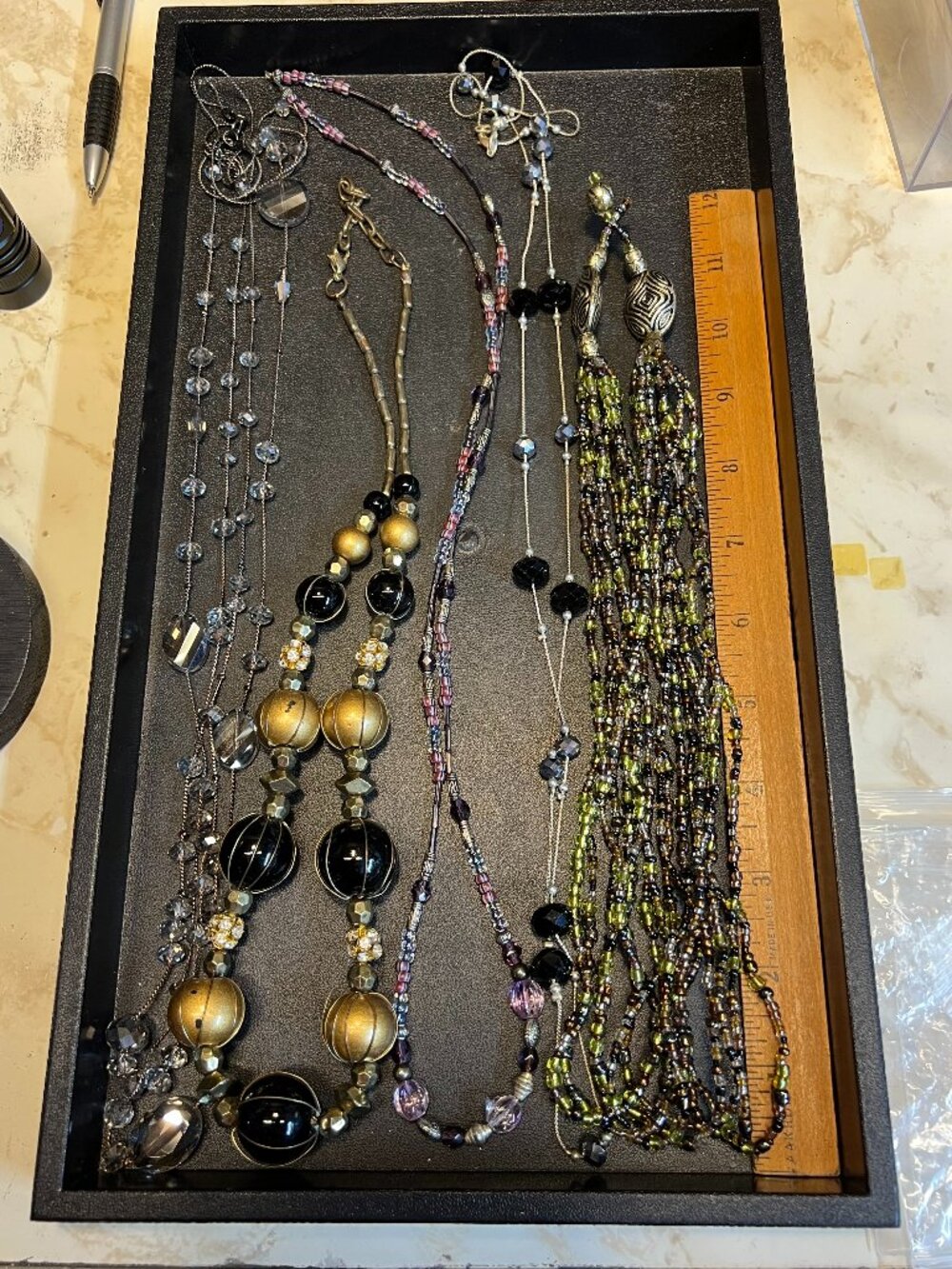 5 Glass Beaded Necklaces Lot